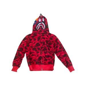 Youth Full-Zip Red Camo Shark Hoodie – Size Small
